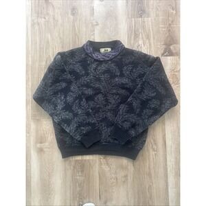 VTG Jed Mens Sweater Size M Gray‎ Black And Purple